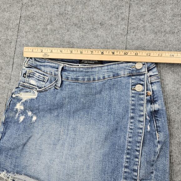 Judy Blue Skort Womens Small Blue Denim Asymmetrical Wrap Distressed Raw Hem - Picture 5 of 7